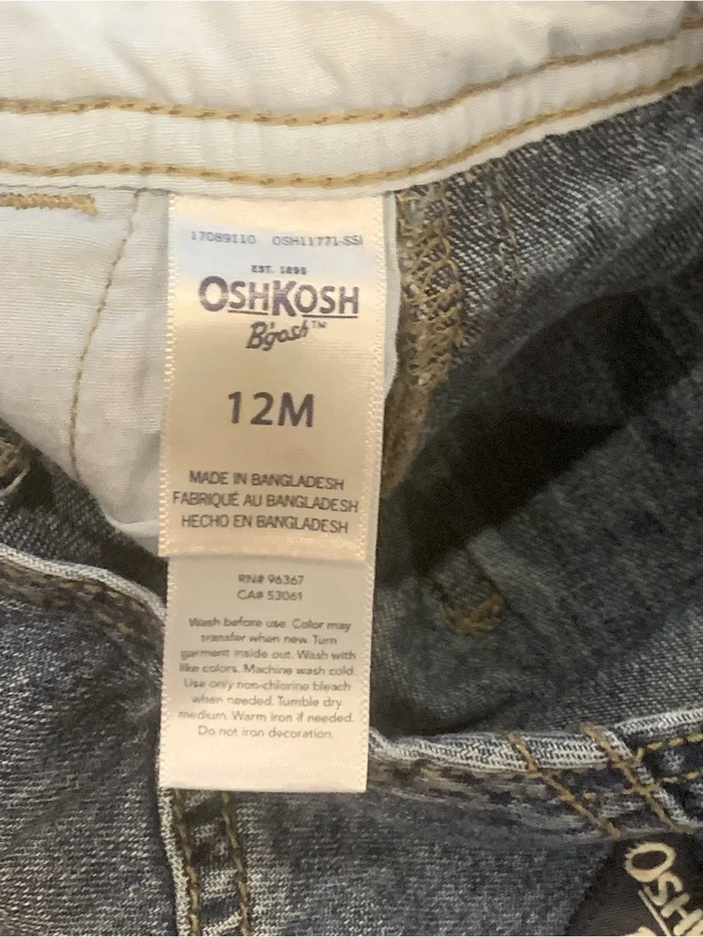 OshKosh B'gosh Striped-Strap Denim Overalls in Blue